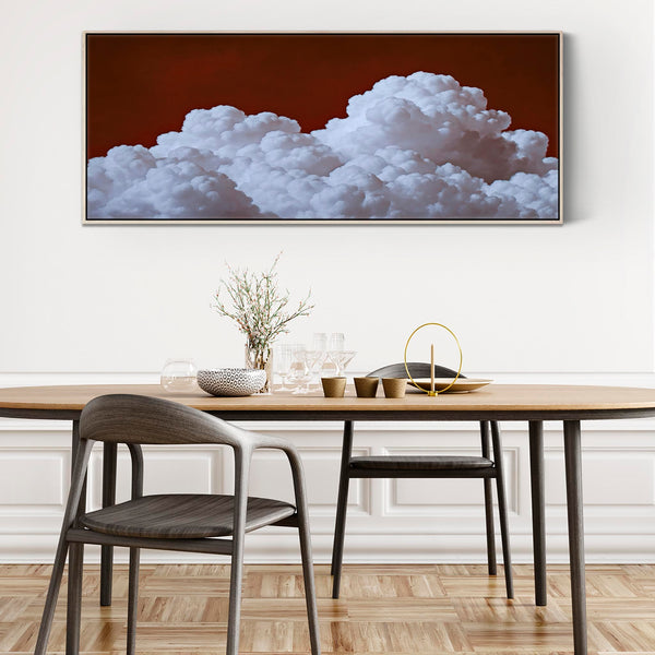 Wide Dark Red Clouds Burgundy Panoramic Wall Art Canvas