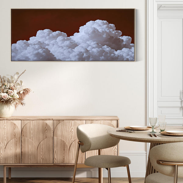 Wide Dark Red Clouds Burgundy Panoramic Wall Art Canvas