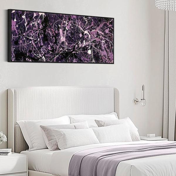Wide Bedroom Wall Art - Deep Purple Lilac over Bed Long Canvas