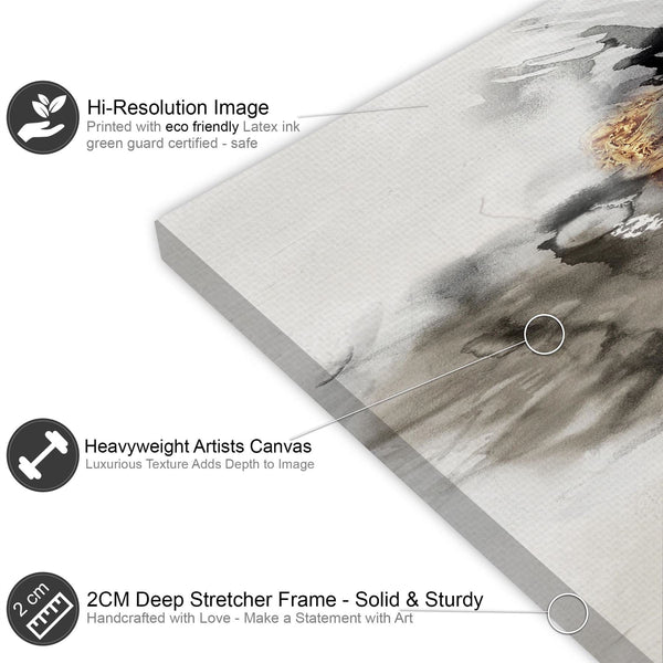 Abstract Black and White Gold Design Canvas Art Prints