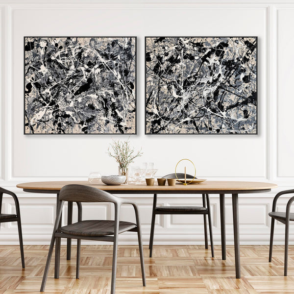 Large Living Room Framed Pair Canvas Art - over Sofa - Tempest