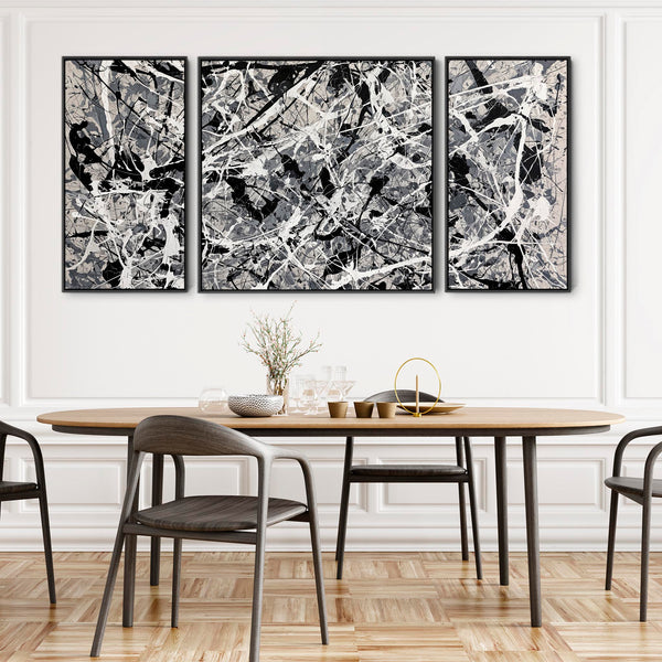 Large Neutral Set 3 Canvas Wall Art over Sofa for Lounge - Evo