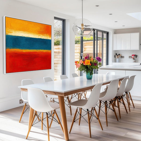 Multi-Coloured Unique Abstract Artwork Framed Colouful Embrace for Kitchen