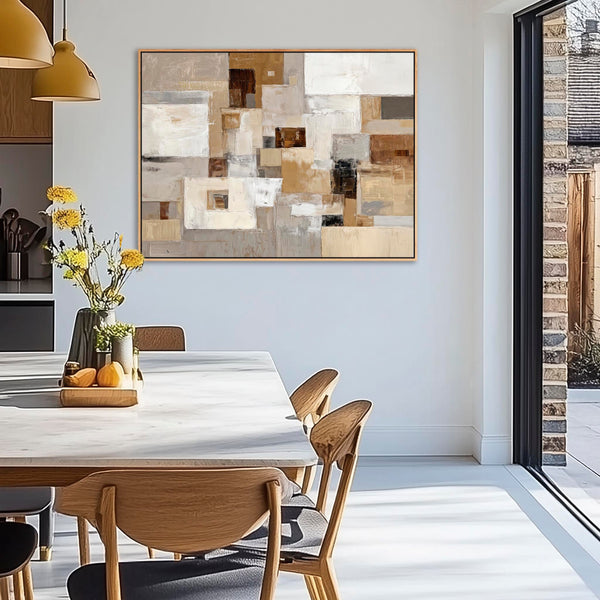 Extra Large Framed Canvas for Living Room - Neutral Earth
