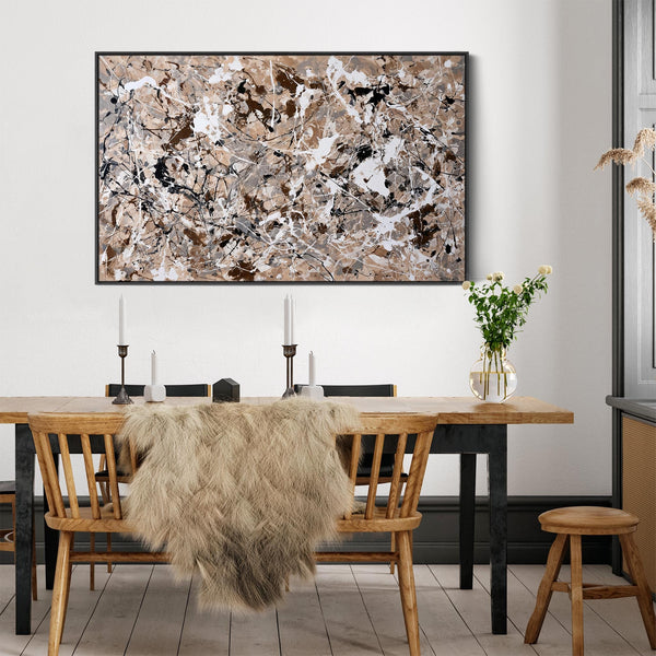Extra Large Living Room Framed Canvas Neutral Beige Lounge Art