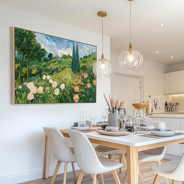 Large Living Room Framed Wall Art - Abstract Van Gogh Meadow