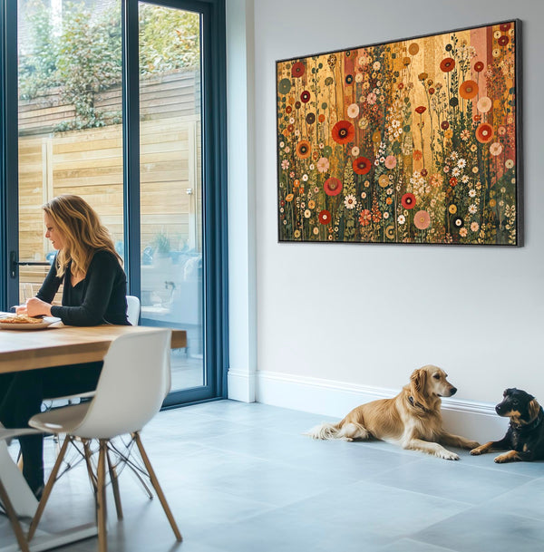 Gustav Klimt inspired Colourful Kitchen Framed Canvas Wall Art
