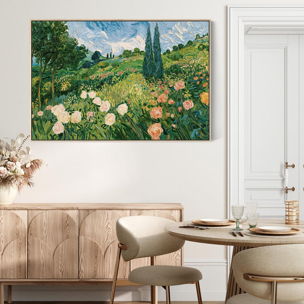 Large Living Room Framed Wall Art - Abstract Van Gogh Meadow