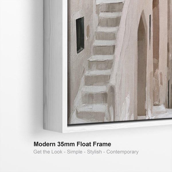 Living Room Framed Wall Art Canvas - Dusky Pink - Aegean Calm