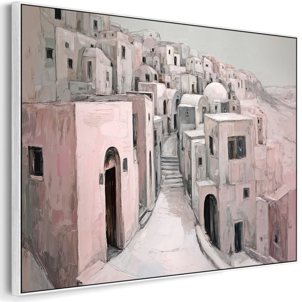 Dusky Pink Neutral Framed Canvas Wall Art - Mykonos Blush