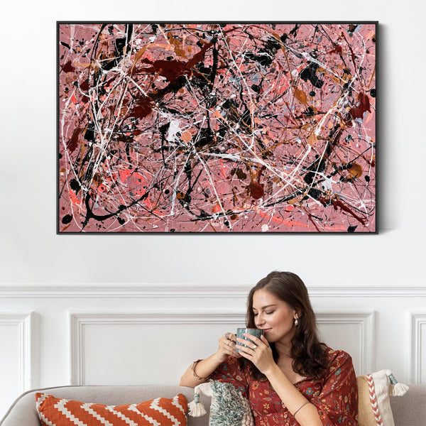 Dusty Rose Pink Framed Wall Art Canvas for Kitchen Dining Room