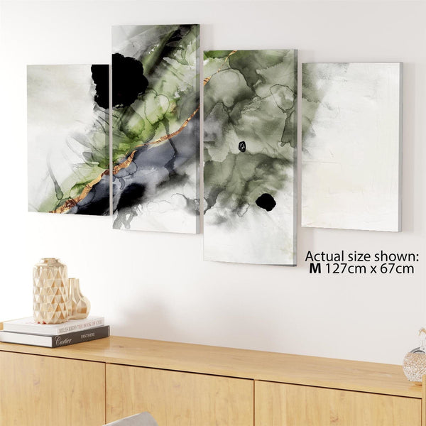 Abstract Lime Green Grey Painting Canvas Wall Art Print