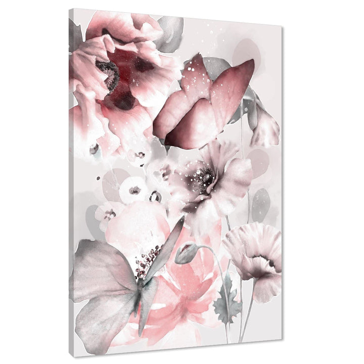 Blush Pink Grey Flowers Floral Framed Art Prints - 11070