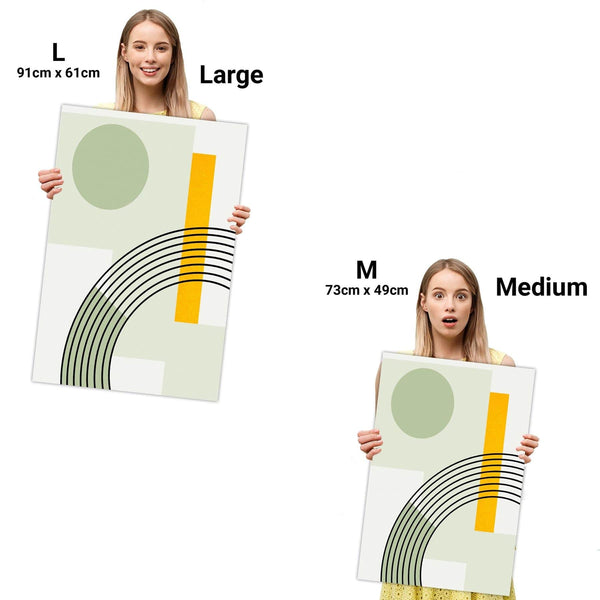 Abstract Sage Green Yellow Geometric Design Canvas Art Prints