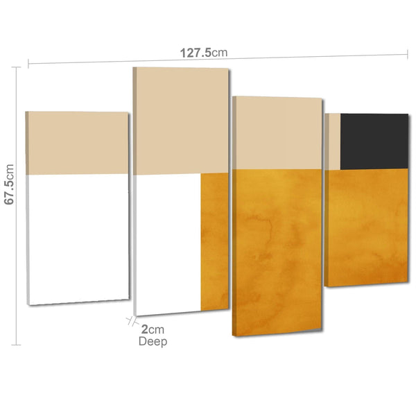 Abstract Mustard Yellow White Design Canvas Art Prints