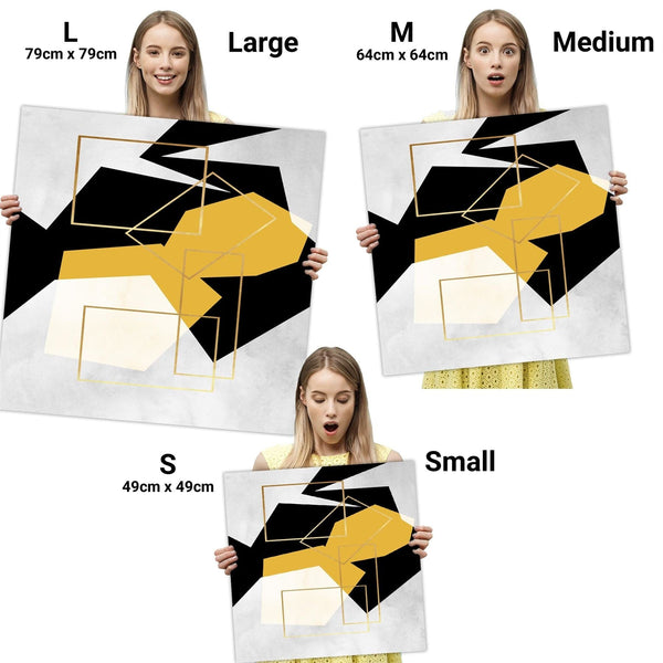 Mustard Yellow Black Geometric Canvas Art Pictures