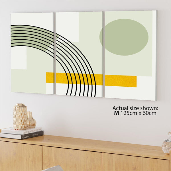 Abstract Sage Green Yellow Geometric Design Canvas Art Prints