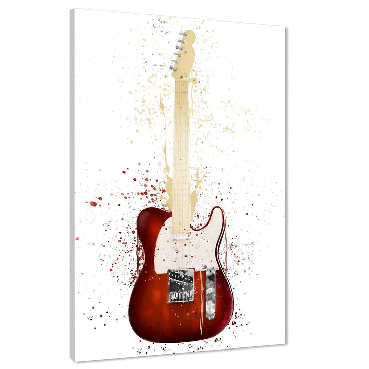 Electric Guitar Canvas Art Pictures Red Music Themed - 1RP798M