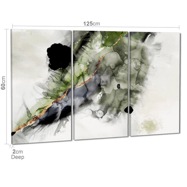 Abstract Lime Green Grey Painting Canvas Wall Art Print