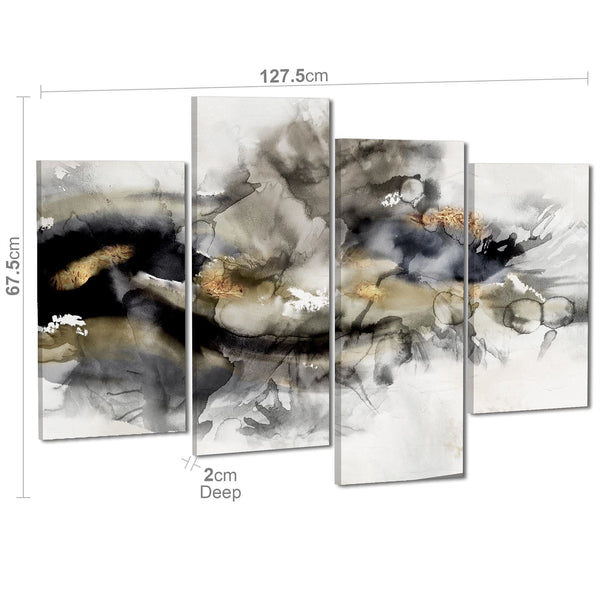 Abstract Black and White Gold Design Canvas Art Prints