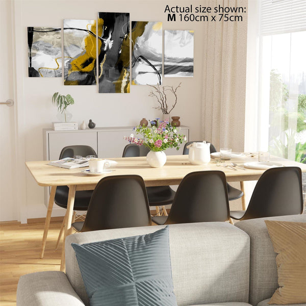 Abstract Mustard Grey Illustration Framed Art Pictures