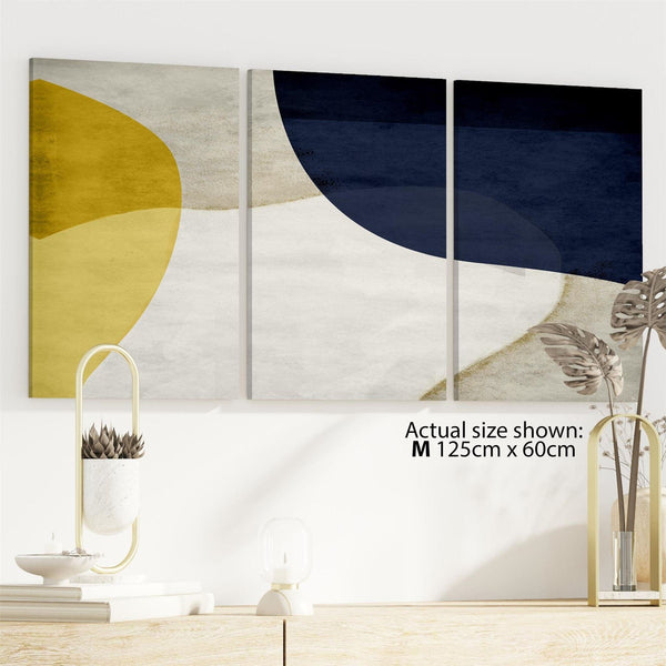 Abstract Mustard Navy Design Canvas Wall Art Print
