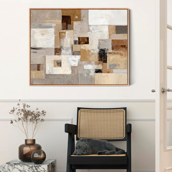 Extra Large Framed Canvas for Living Room - Neutral Earth