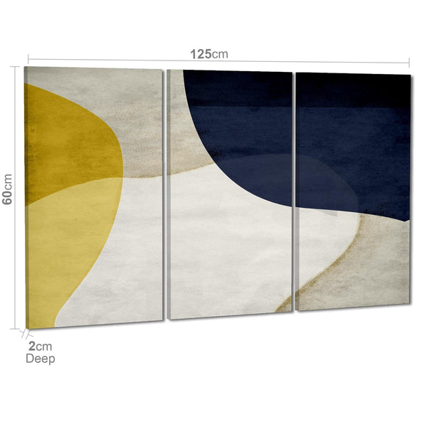 Abstract Mustard Navy Design Canvas Wall Art Print