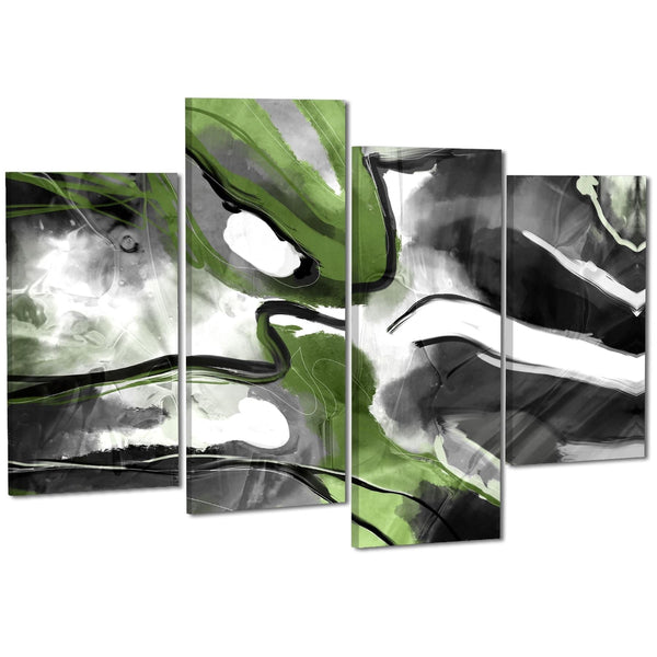 Abstract Lime Green Black Graphic Canvas Art Prints