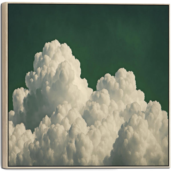Emerald Green Clouds Square Framed Wall Art Canvas
