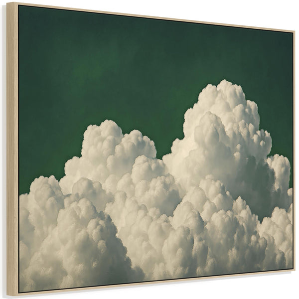 Large Emerald Green Clouds Framed Wall Art Canvas