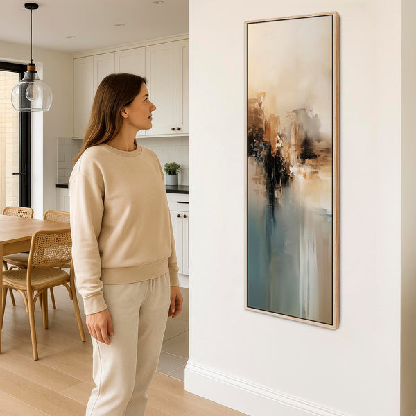 Hallway Framed Artwork on Canvas for Entrance Way - Teal Calm