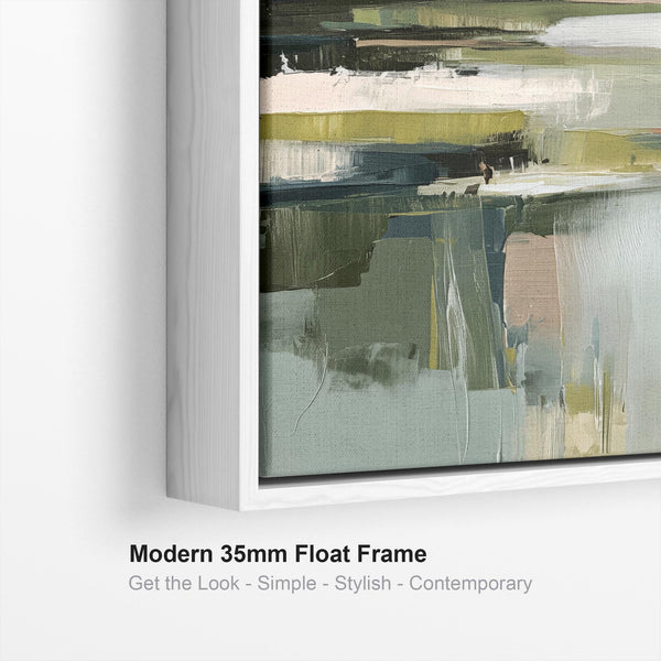 Framed Artwork Canvas Art Print Abstract Landscape Mountain Vista 1 - Green