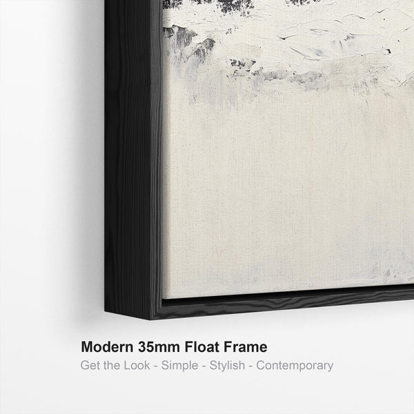 Neutral Beige Black Framed Square Artwork Canvas Cream Tide