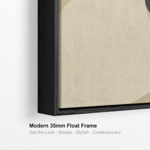 Beige Black Abstract Artwork Canvas Framed - Neutral Harmony