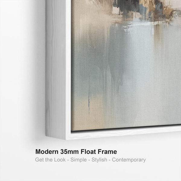 Living Room Framed Wall Art Print in Blue on Canvas For Lounge