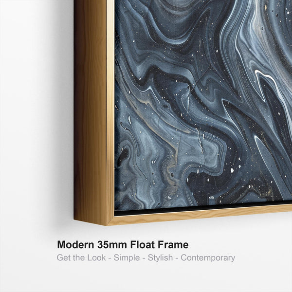 Abstract Framed Canvas Wall Art Blue Gold - Pathways