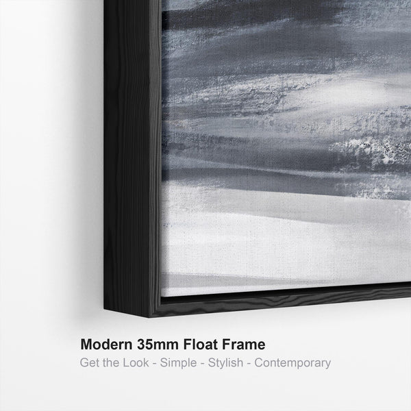 Extra Large Blue Grey Abstract Framed Artwork Canvas - Deep Ocean Swell