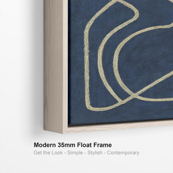 Blue White Abstract Framed Artwork Matisse Style - Wanderlust