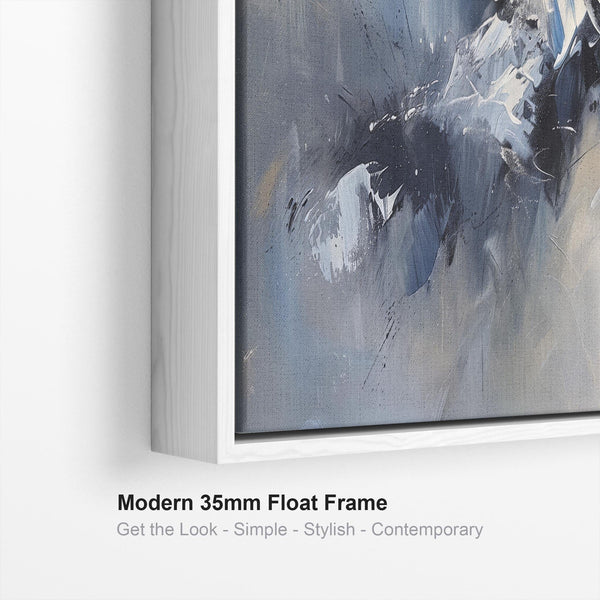 Blue White Abstract Canvas Pictures Framed Wide Panoramic - Harmony