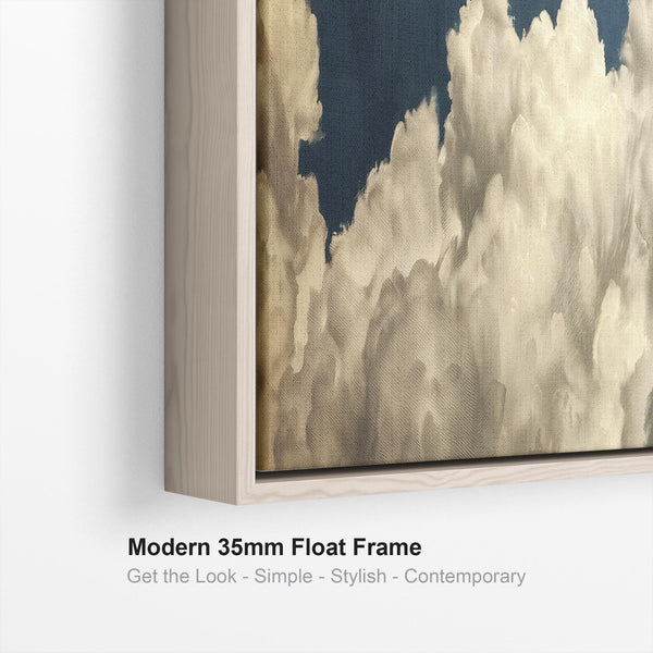 Blue White Abstract Artwork on Canvas Wide Horizontal - Cloud Dreams