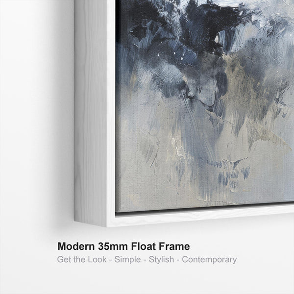 Blue White Abstract Framed Wall Art XL - Frozen Tides