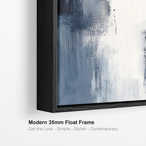 Blue White Abstract Artwork Framed Square XL - Midnight Axis