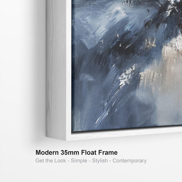 Blue White Abstract Framed Artwork XL - Skybound Echo