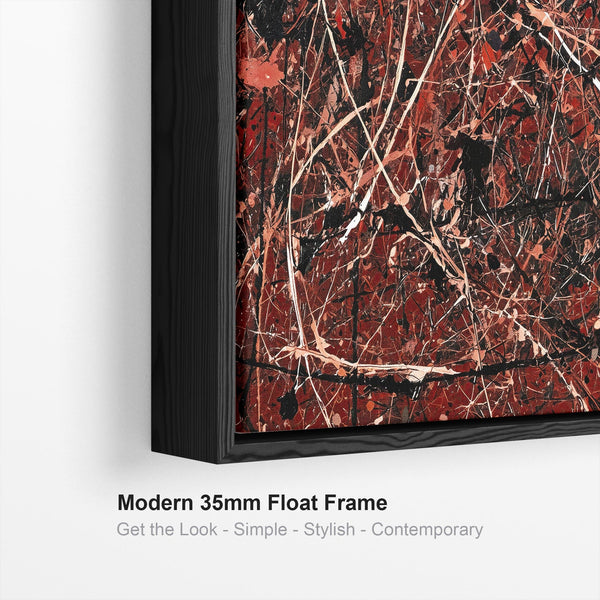 Large Maroon Red Framed Abstract Canvas Picture - XL - Splash