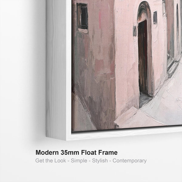 Dusky Pink Neutral Framed Canvas Wall Art - Mykonos Blush