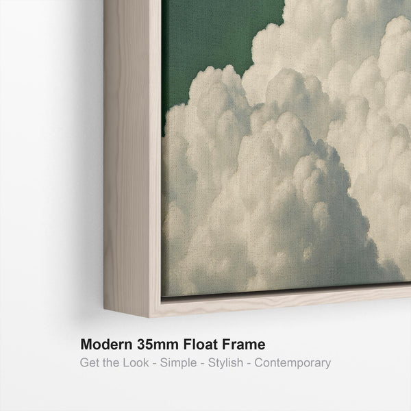 Wide Emerald Green Clouds Panoramic Framed Wall Art Canvas