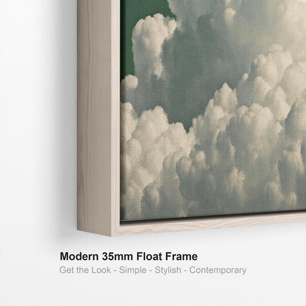 Emerald Green Clouds Square Framed Wall Art Canvas