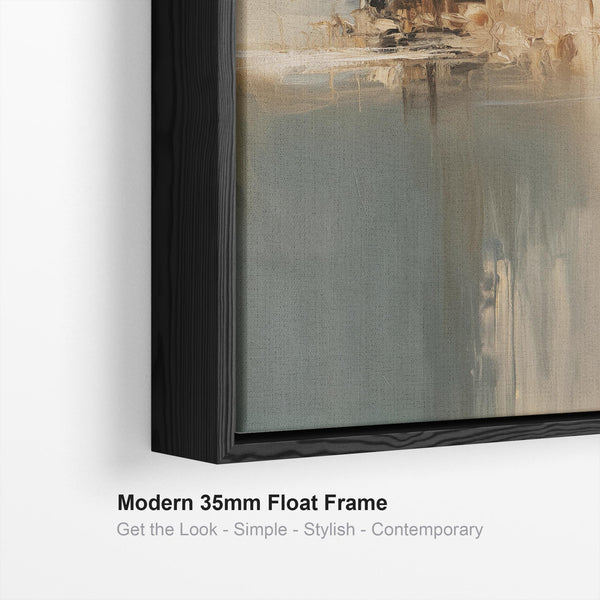 Golden Teal Abstract Framed Square Artwork Canvas - Calm Shores