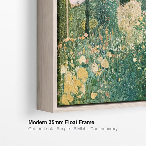 Gustav Klimt Inspired Summer Meadow Framed Landscape Canvas Art